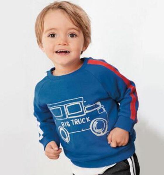 

мальчик детская одежда рубашка с длинным рукавом о-образным вырезом из мультфильма большой грузовик дизайнерская рубашка весна осень мальчик, Blue