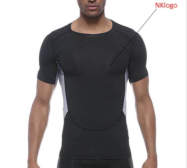 

fashion 2019 summer gym active sport fitness sweat football basketball training stretch short sleeve quick dry t shirts men, White;black