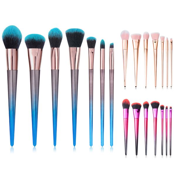 

7pcs peacock blue diamond makeup brushes powder foundation kabuki brush make up brushes beauty tool ing