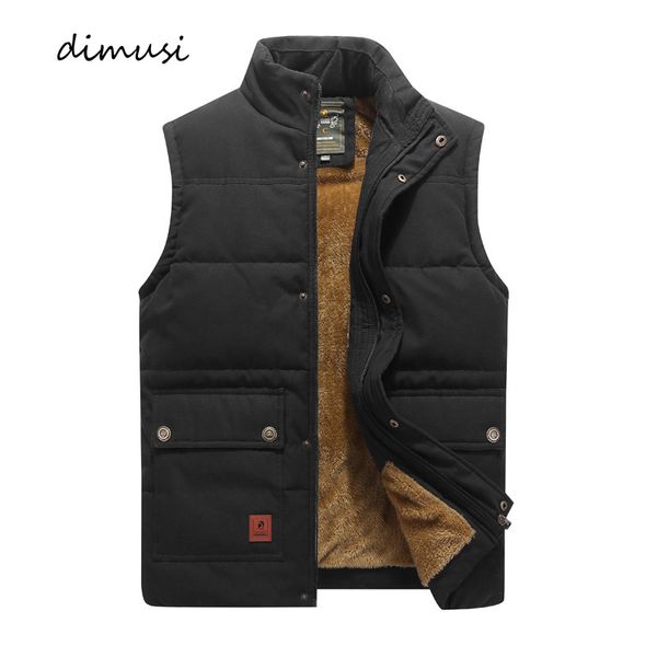 

dimusi winter men vest fleece thick warm waistcoat outwear casual thermal soft vests men windbreaker sleeveless jackets clothing, Black;white