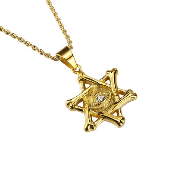 

fashion mens iced out hip hop bling chains jewelry evil eye pendants necklace 18k gold plated stainless steel rhinestone design for men gift, Silver