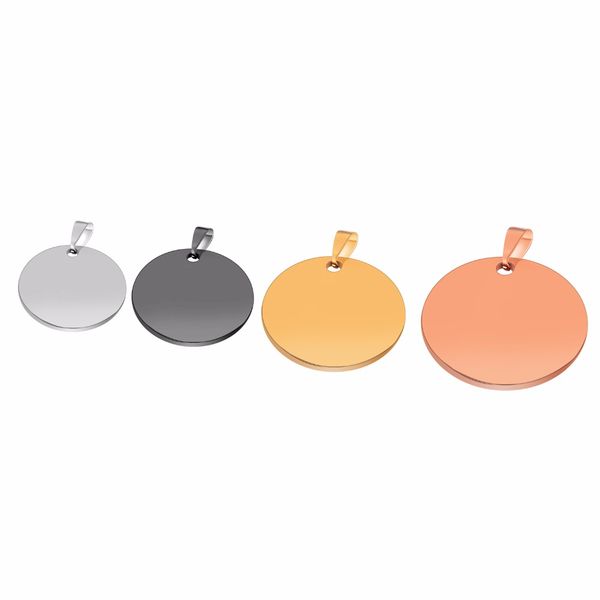 

10 pcs stainless steel round id dog tags 4 colors quality tag id jewelry 4 size necklaces pendants, Silver