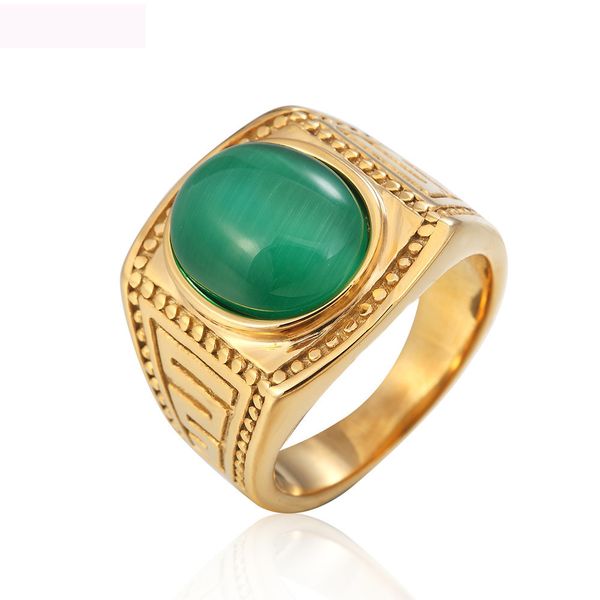

big chrysobery cat eye jewelry rings vintage titanium steel gold color ring precious gemstone jewel rings ing, Silver
