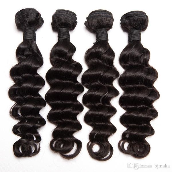 

бесплатной доставка глубокой волны связка бразильского волос плетение связка естественного цвет человеческие волосы пучки non-remy выдвижени, Black