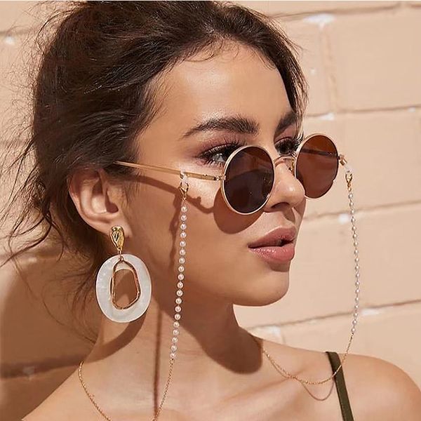 

2019 new fashion pearl beaded reading glasses chain for women metal sunglasses cords casual eyeglass chain glasses accessories, Silver