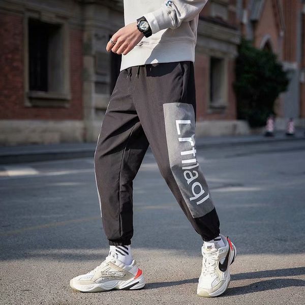 

men loose patchwork harem pants men collage casual hip hop joggers male spring trousers streetwear clothes 3xl, Black