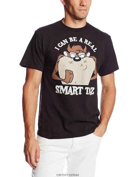 

t shirt men funny looney tunes men's smart taz t-shirt, White;black
