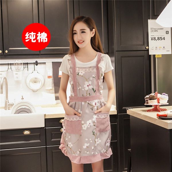 

cotton apron korean fashion lovely princess apron vest type household kitchen women cooking double layer work clothes