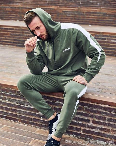 

mens joggers tracksuits long sleeve letters print hooded mens sports 2pcs sets causal solid color male suits, Gray