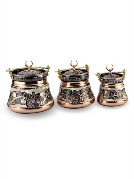 

sonaycopper three different size copper food storage container, spice container, home decoration, handmade copper container