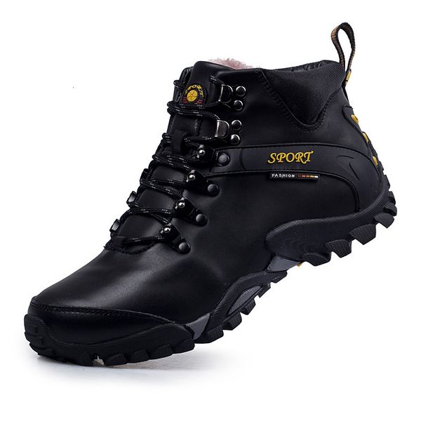

boussac men winter hiking shoes mountain climbing boots trekking hunting shoes man waterproof leather boots male with plush