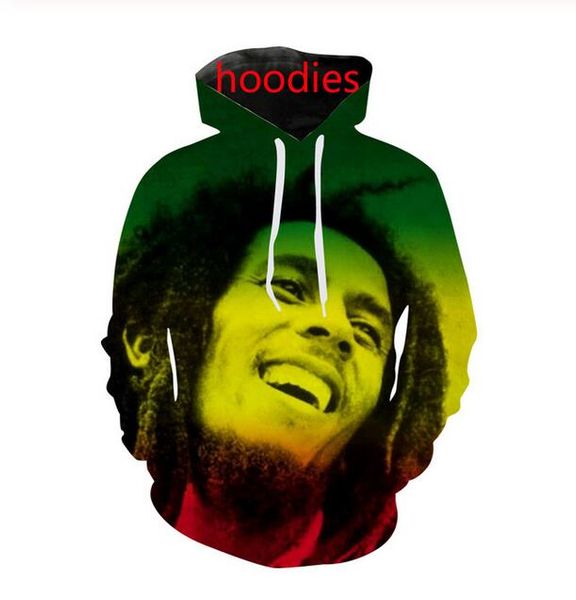 

new fashion cool sweatshirt hoodies men women 3d print bob marley fashion style streetwear long sleeve clothes tz011, Black
