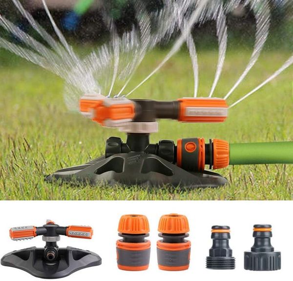 

360 automatic rotating adjustable garden sprinkler 3 arm sprinkler, automatic garden sprinkler irrigation system for lawn