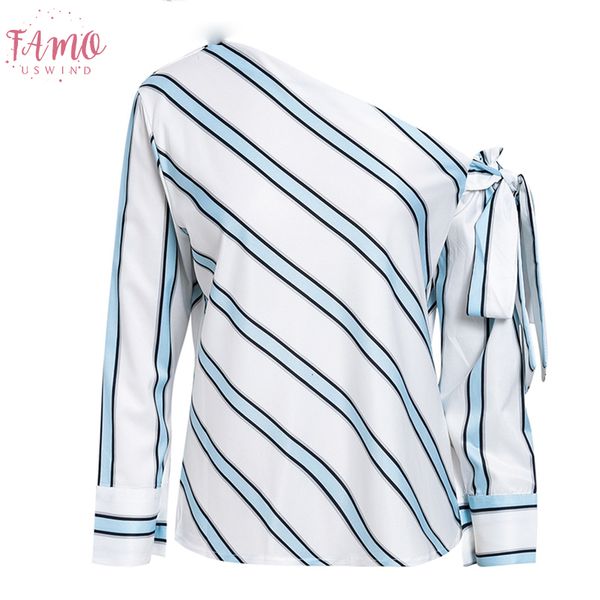 

striped chiffon one shoulder women blouse shirt summer elegant casual female blouses streetwear kimono sleeve blusas shirts, White