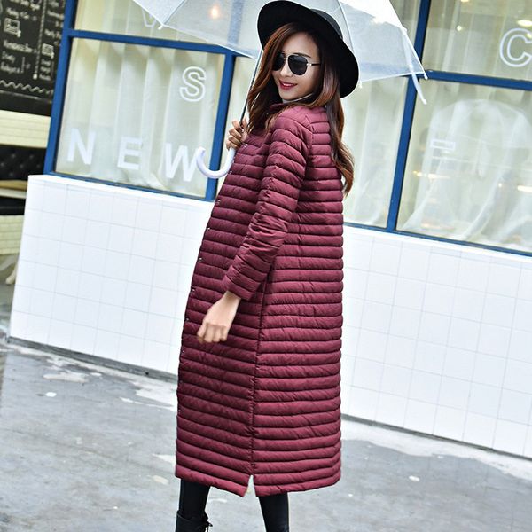 

fashion slim womens ultra thin warm jackets brands casual solid long warm puffer coat long sleeve womens autumn winter clothing, Black