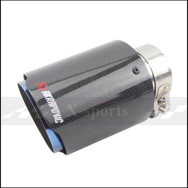 

akrapovic plain weave glossy carbon car exhaust system muffler plain tip tail pipes universal straight blue stainless steel