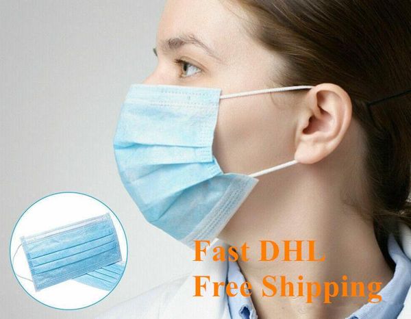 

dhl disposable masks protection 3 layers with meltblown layer barrier dust droplets 50 pieces in stock spot