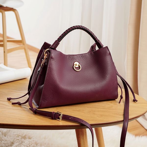 

woonam women fashion handbag hide genuine calf leather woven handle handle cross body shoulder bag wb1146