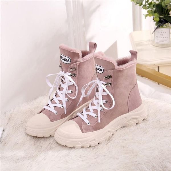 

new martin boots women's british style plus velvet snow boots fashion wild thick women's shoes winter tide shoes 01, Black