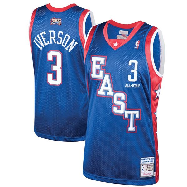 

men eastern conference 3 allen iverson mitchell & ness blue 2004 nba all-star east hardwoods classics authentic jersey, Black;red