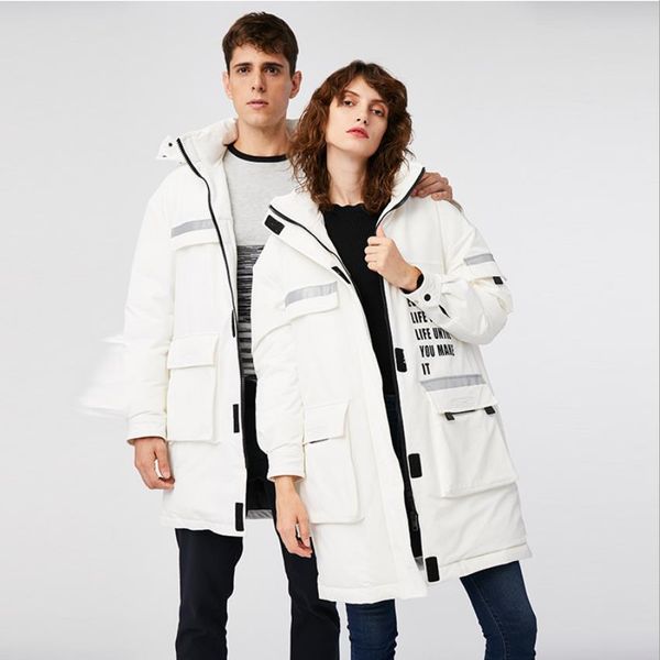 

plus size great quality hooded thicker warm down coats winter couple models long white duck down couple coats thick style wq2265, Black