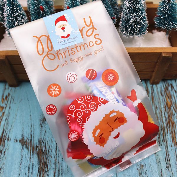 

50 pcs christmas candy bag santa cookie bag west point chrismas home party decoration plastic packing