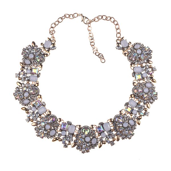 

new maxi bib collier femme rhinestone necklace collar chokers pendant statement necklaces for women choker jewelry, Silver