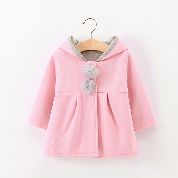 

fashion design girls children hooded thick soft and comfortable hair ball long-sleeved cardigan children cartoon shawl, Blue;gray