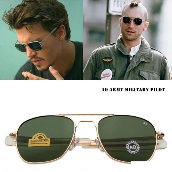 

fashion classical aviation sunglasses men ao sun glasses for male american army optical glass lens oculos, White;black