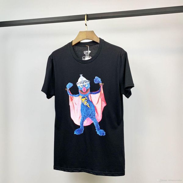 

2019 new sesame street series x kaws x sesame men's and women's cotton short sleeve casual t-shirt m-2xl, White;black