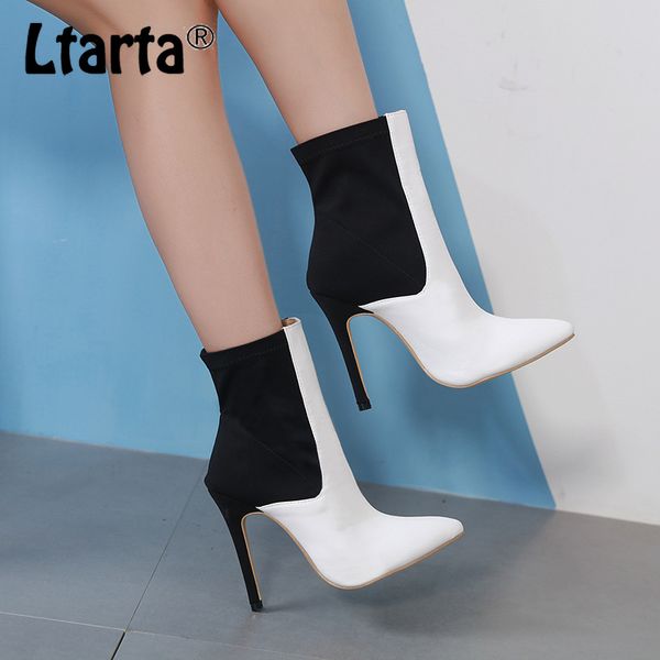 

ltarta black white patch women point toe boots shoes woman blast fast selling spreading boots high heels zl-zg333-113