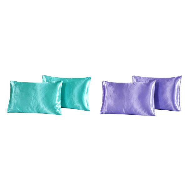 

2 pair solid color luxury silky pillowcases standard size,20x26inch
