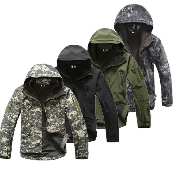 

lurker haai huid softshell v5 militaire tactische jas mannen waterdichte jas camouflage hooded army camo kleding, Black;brown