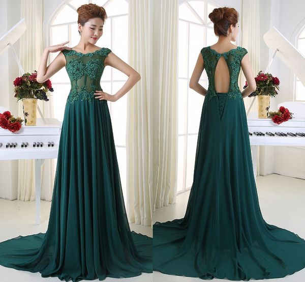 

new green lace applique word shoulder bridesmaid dresses long tail back small hollow bandage evening dresses, Black;red