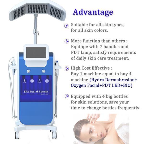 

8 in 1 pdt led anti aging skin rejuvenation machine microdermabrasion deep skin cleansing oxygen jet hydra facial dermabrasion machines