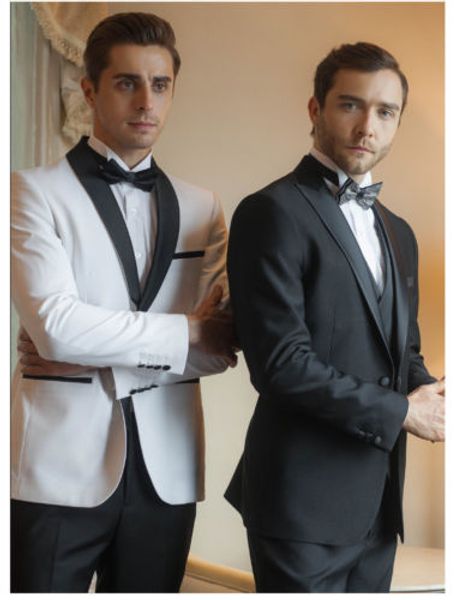 

3 шт slim fit мужской костюм свадьба / вечеринка (куртка+брюки) костюмы жених смокинги формальные костюмы мужские блейзеры на заказ, White;black