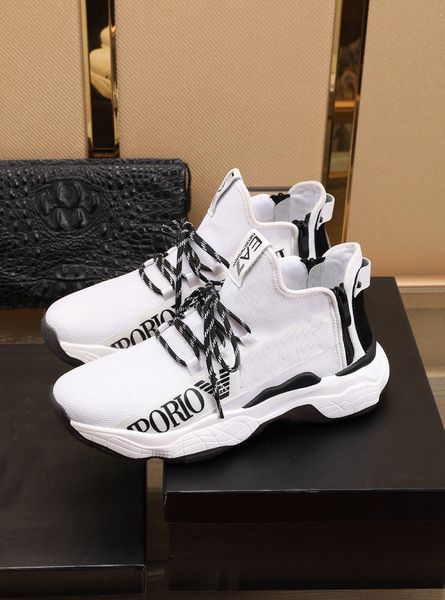 

2020 casual men's shoes fashion trend leather sneakers flyweaver drop rubber shoes made of sheepskinwith original box, Blue;gray