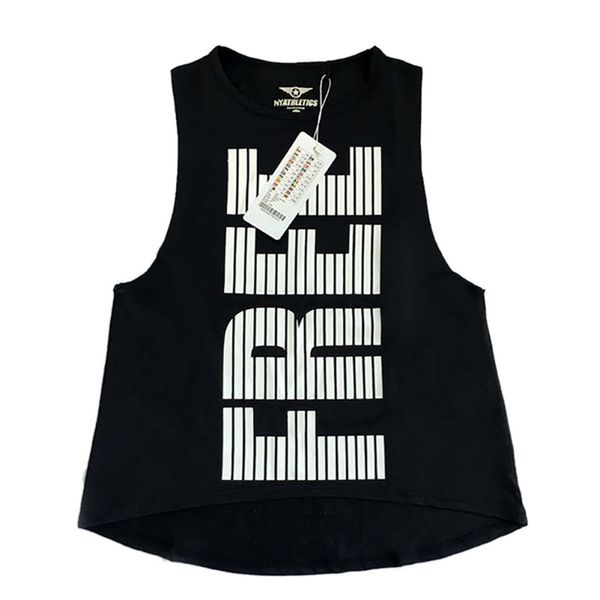 

yoga gym vest women yoga shirt running sports vest high support workout letter printed running fitness breathable tank top, Black;blue