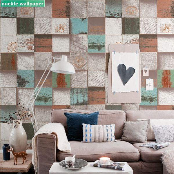 

3d retro color wood wallpaper women's clothing store hairdressing room living room bedroom children's background wallpaper