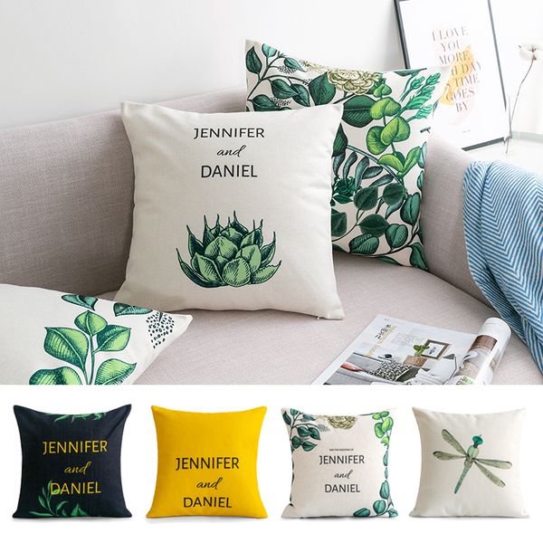 

45x45cm leaf dragonfly cushion cover sofa decorative pillows cover linen pillow case for living room car decoration kussenhoes