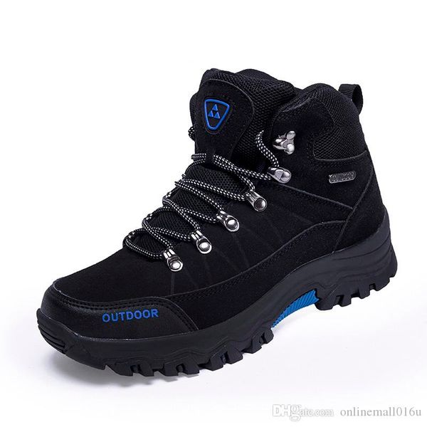 

men mountain trainers non-slip male walking outdoor boots plus size 45 46 trekking gray army green shoes for men, Black
