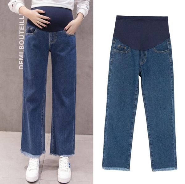 

женские джинсы для беременных с высокой талией и широкими штанинами, White