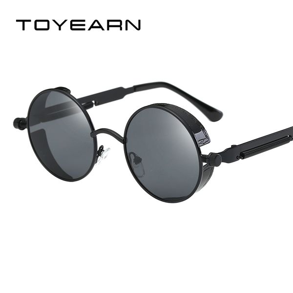 

toyearn vintage steampunk sunglasses men brand designer gothic round sunglasses women male retro sun glasses for male uv400, White;black