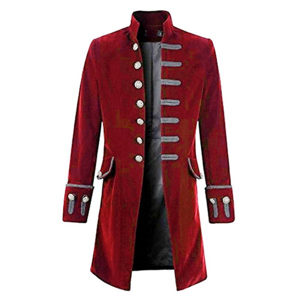 

adisputent slim single breasted long blazers stand collar vintage outwear patchwork jackets plus size gothic blaser masculino, White;black