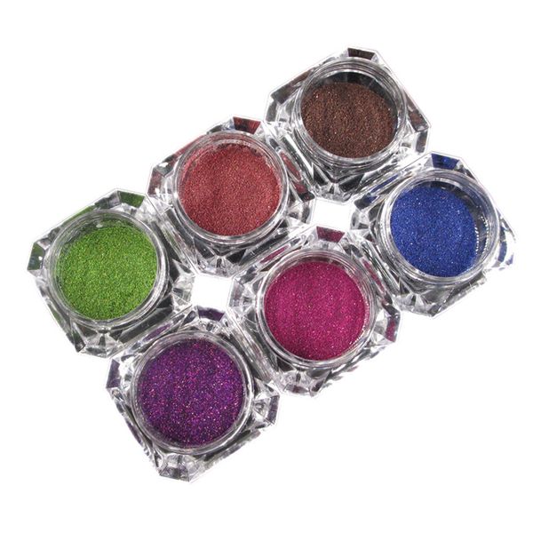 

ishowtienda 6 pcs optical nail glitter chameleon mirror powder diy decorations manicure dust nail art glitter chrome pigment, Silver;gold