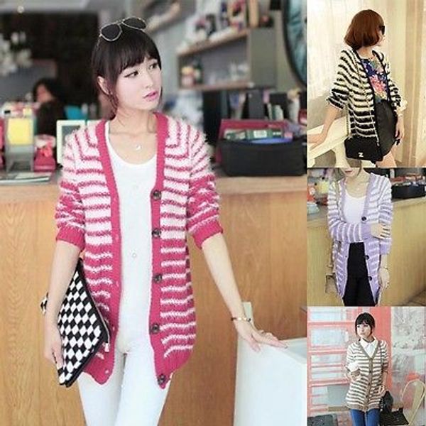 

new women ladies front open womens sweater knitted cardigan qw, White;black