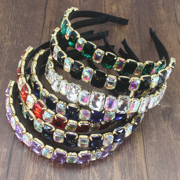 

Baroque Luxury AB Multicolor Sparkly Crystal Rhinestone Headband Vintage Metal Headdress Fashion Hair Wedding Accessories