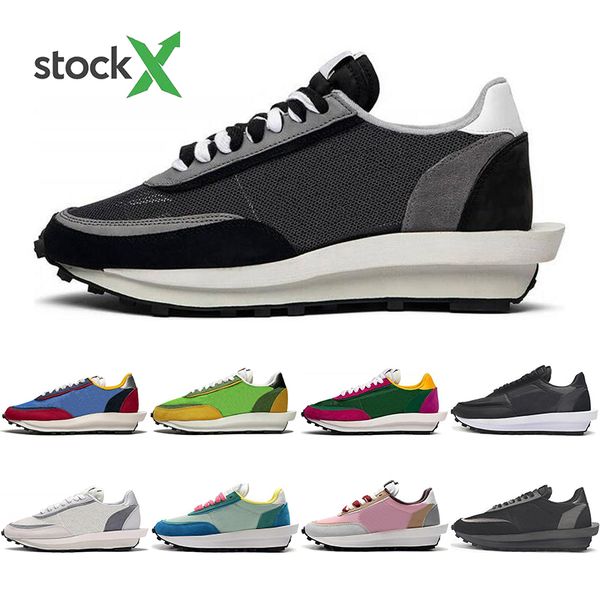 

with socks sacai x ldv waffle black grey running shoes for men women varsity blue green gusto designer breathe mens trainers sport sneakers, White;red