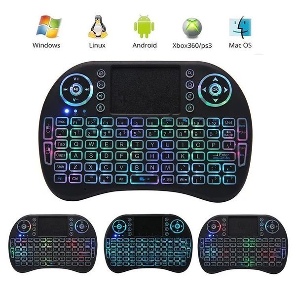 

2.4ghz mini wireless keyboard with touchpad mouse, led backlit, rechargable battery for smart android tv box notebook tablet pc