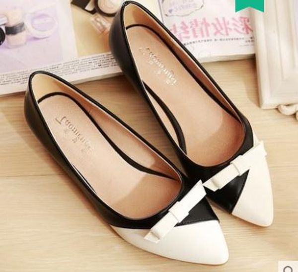

2019 women's shoes in spring and autumn with new style flat bottom pointed end bowknot@180, Black